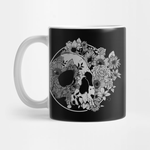 Dark Skulls and Flowers by Jess Adams